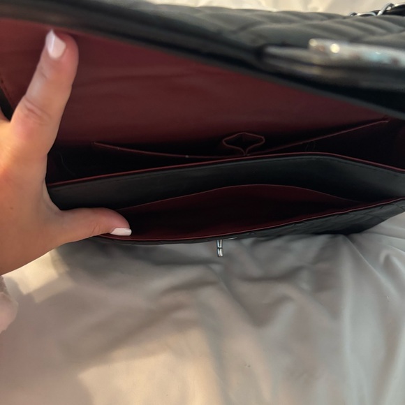 Black Quilted Shoulder Bag with Silver Accents - Picture 4 of 5